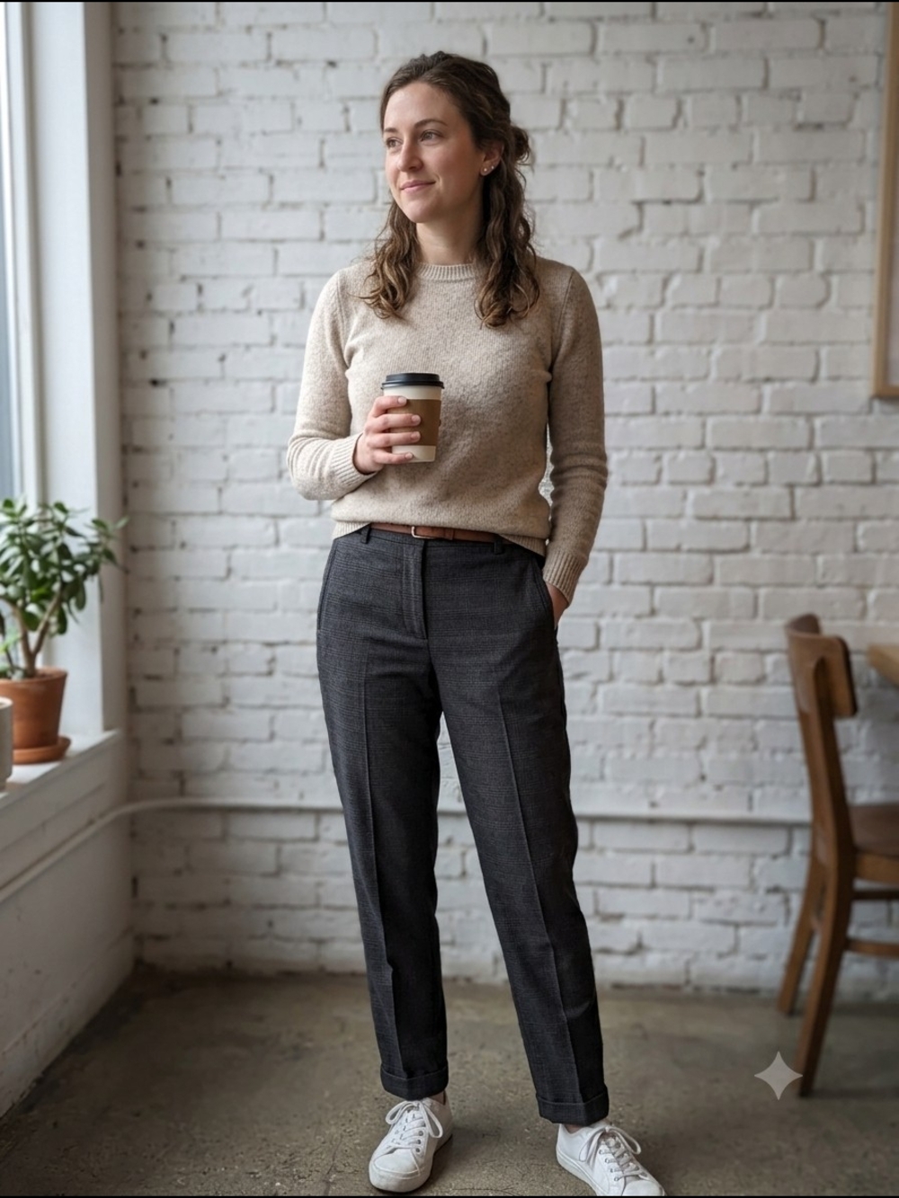NYDJ Marilyn Women's Micro Plaid Charcoal Trouser Pants Dark Academia Ivy League